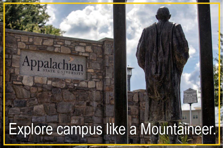 ApplyAppState's tweet photo. Unable to make it to campus for a tour? We're bringing the tour to you! Stay tuned over the next few days as one of our student ambassadors, Maya, takes us through some of the highlights on our official campus tour. Follow along to explore App State like a Mountaineer! #AppState https://t.co/70qPPHE1Yi