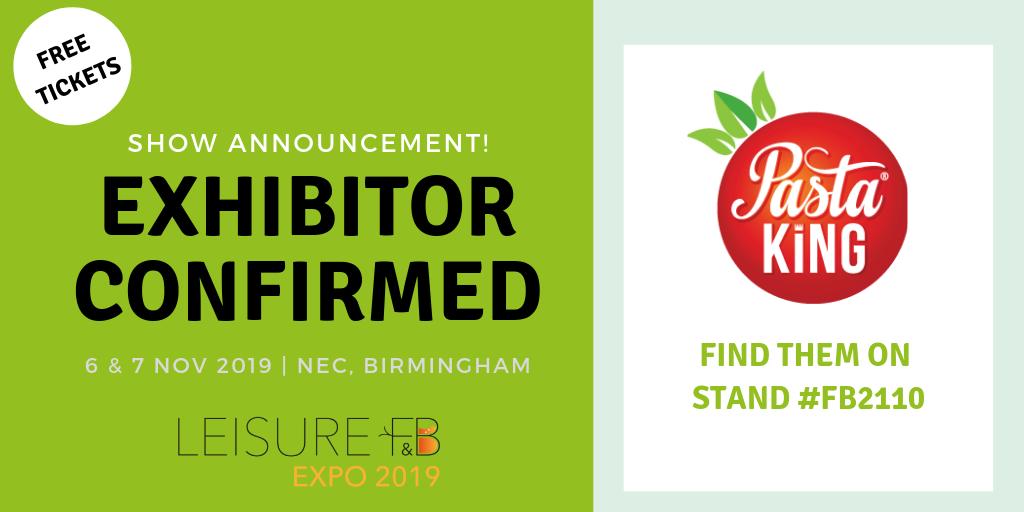 💥Exhibitor Confirmed!💥 

Pasta King is the leading provider of nutritious pasta meals to schools in the UK. 

Follow them <a href="/PastaKingUK/">Pasta King UK</a> or visit them on pastaking.co.uk!

#LeisureFB
#FB2110