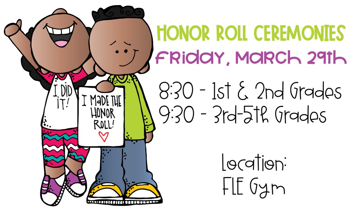 fle_media's tweet photo. 3rd Nine Weeks Honor Roll Ceremonies - Friday, March 29th #WeAreFLE #Smarties #HonorRoll #AllHandsOnDeck #WeHaveAwesomeKids @sukaratana_lcss @crocker_lcss @alawsonFLE https://t.co/irw7ojPxwj