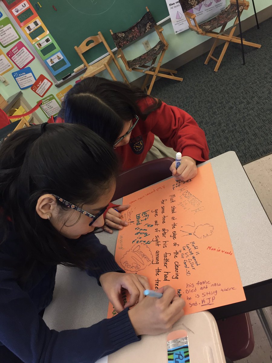 MOS_School's tweet photo. Fifth grade worked on “novel graffiti” where they wrote/drew graffiti on quotes from a novel they will be reading. It helped them predict what the novel will be about. #MOSS #ReadingIsFun #CatholicEd https://t.co/3um0NDEahN