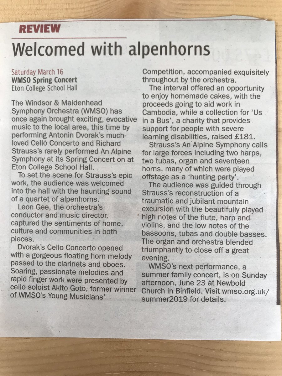 thewmso's tweet photo. Great review of our latest concert in the @MaidenheadAds! ⭐📰 Thanks to @DanielGreener1 for the lovely write-up. https://t.co/zZHTeFvZV8