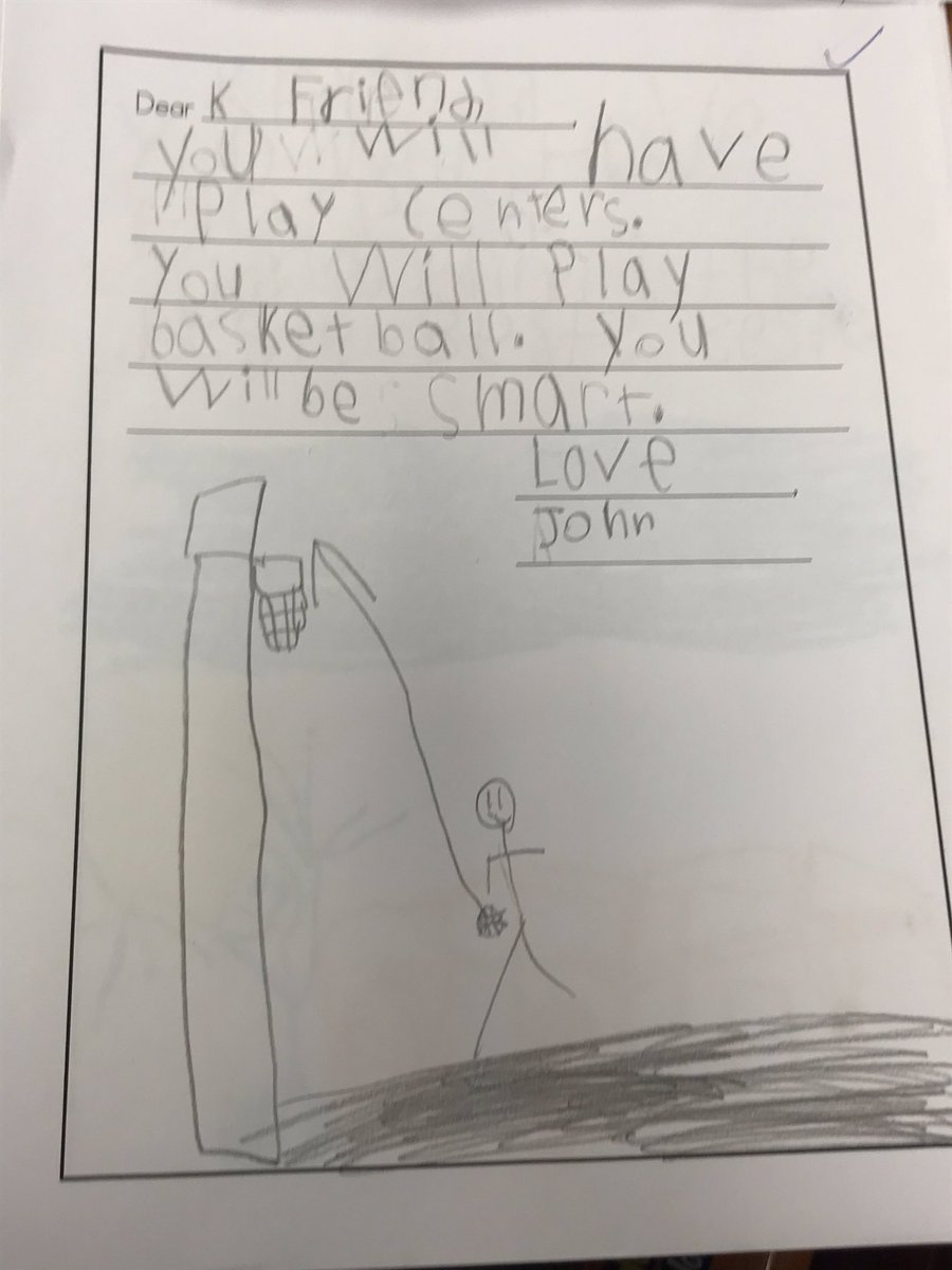 MWitles's tweet photo. Dear Future Kindergartener! We wrote letters to the future new friends in K next year to tell them all about it! #AACPSAwesome #LearninginK #wearewriters https://t.co/OmkVe7sr71