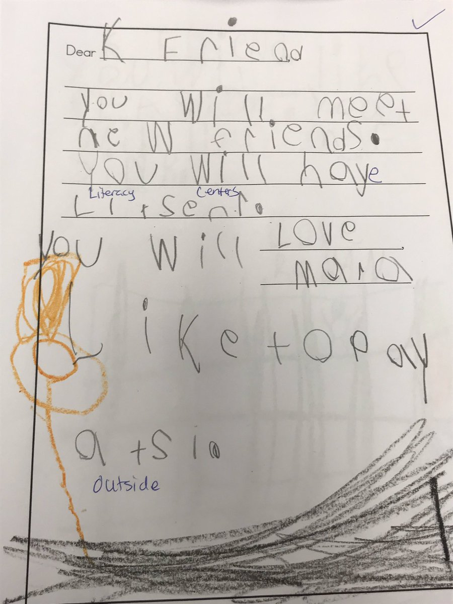 MWitles's tweet photo. Dear Future Kindergartener! We wrote letters to the future new friends in K next year to tell them all about it! #AACPSAwesome #LearninginK #wearewriters https://t.co/OmkVe7sr71