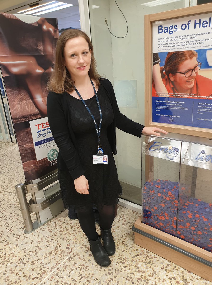 BlackburnCarers's tweet photo. Don't forget when shopping at Tesco to pick up the blue tokens put them in @BlackburnCarers box.

#bagofhelp @groundworkuk 

Thank you for supporting the Carers Service 👍 https://t.co/u7Du5JvDNp