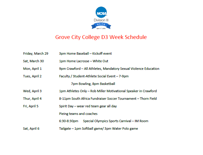 Get excited students &amp; faculty because tomorrow is the kick-off for D3 week!!! Show your D3 appreciation by attending the GCC Men's Baseball game at 3 p.m.