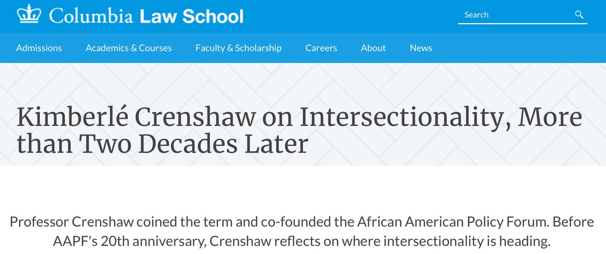 Crenshaw explicitly repudiates the idea that this is a "theory of everything."It's an *analytical lens* through which to view certain legal/social phenomena.Not some rallying cry to bully people into checking their privilege.