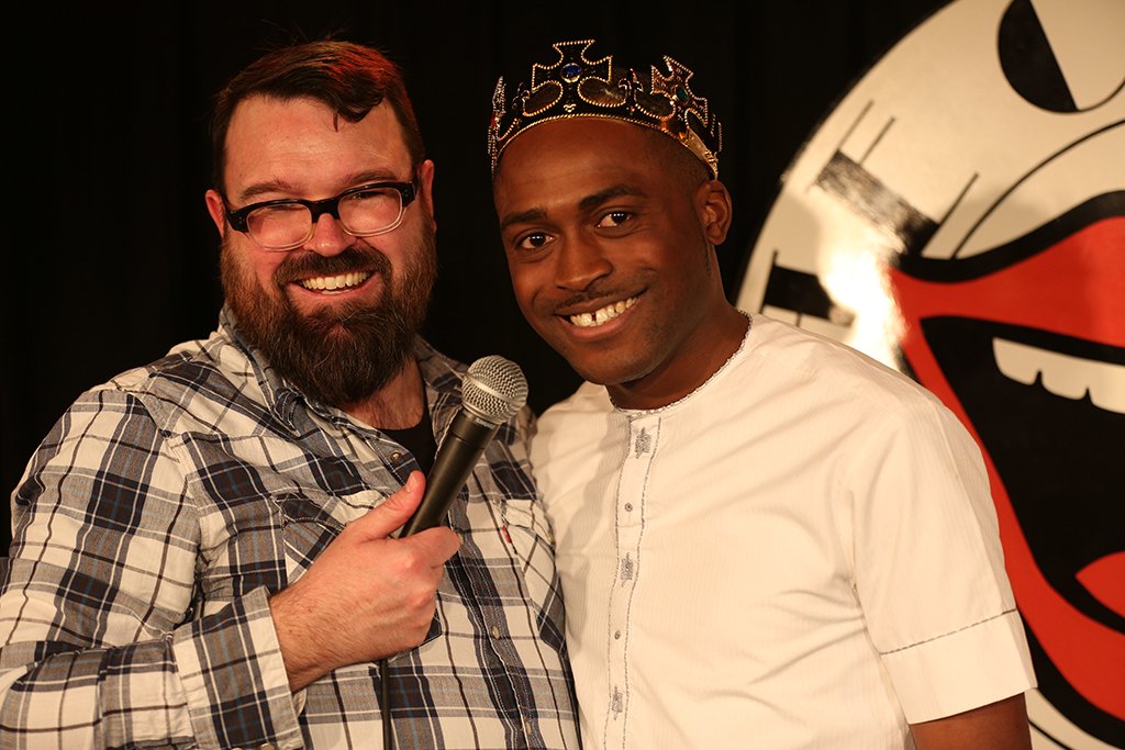 comedystoreuk's tweet image. A huge congrats to #GbemiOladipo who rose from the audience to be crowned #KingGong on Monday, pictured here with Gongmeister @jarredchristmas. He'll now play an open spot on one of our Thursday night shows! Think you could survive 5 mins on our stage? The Gong returns April 29th