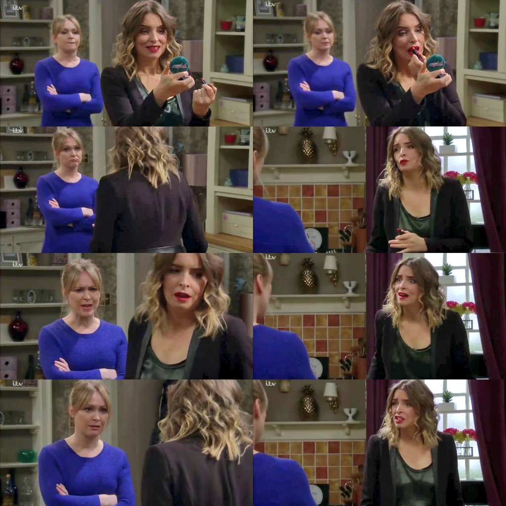 Parkiewolf's tweet photo. 27/3/19 P1 - Charity looking fit smoking hot &amp; trying to reassure Vanessa over Mike was such a soft moment 💜 Loved seeing Vanessa unimpressed at the bar with Robron. Her one-liners were hilarious 🤣

#CharityDingle #VanessaWoodfield #Vanity #VanityFamily #Emmerdale https://t.co/cCJF1BXPbW