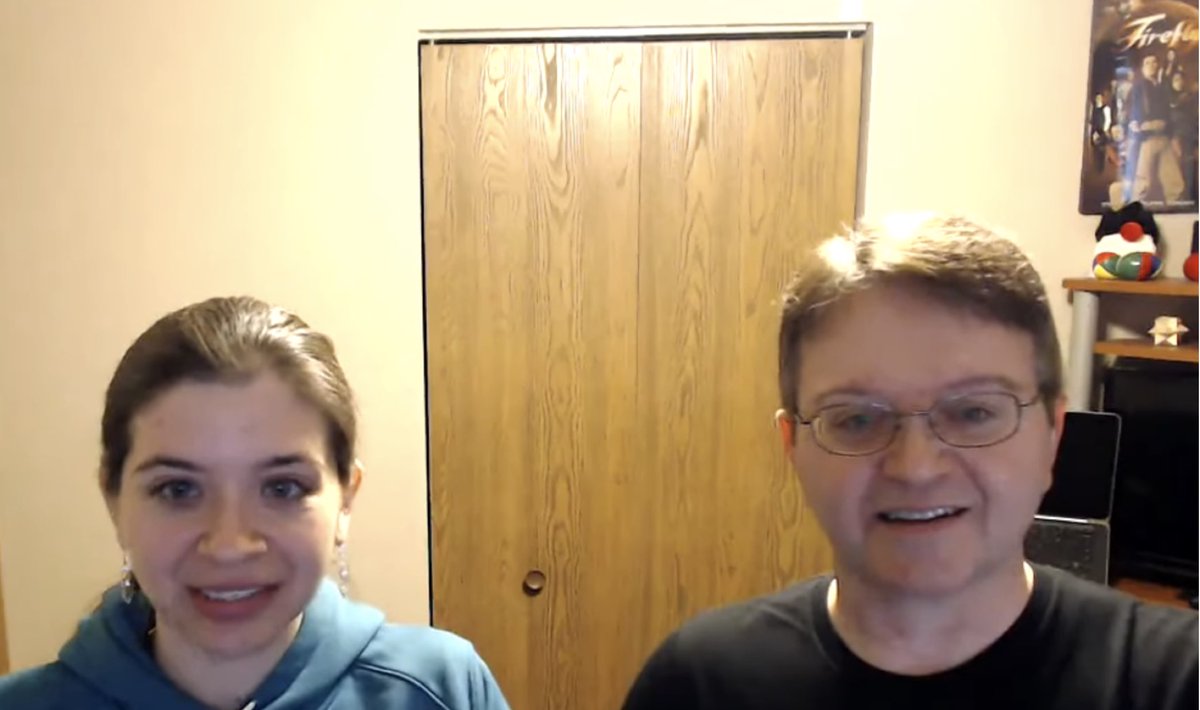 mesirii's tweet image. Thank you Mark for joining forces with Jennifer. You are true dream team. 
Must be in the genes :)
You can see both live together here: 
youtube.com/watch?v=T5dZB6…
Note the #JavaDuke and #FireFly poster in the background :) great family traditions.