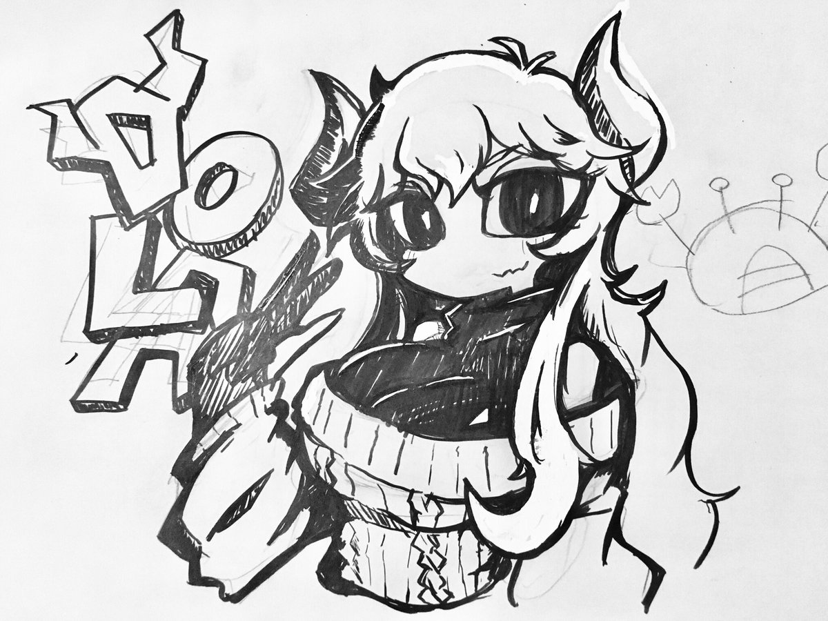 出先でアナログお絵描きじゃ〜 