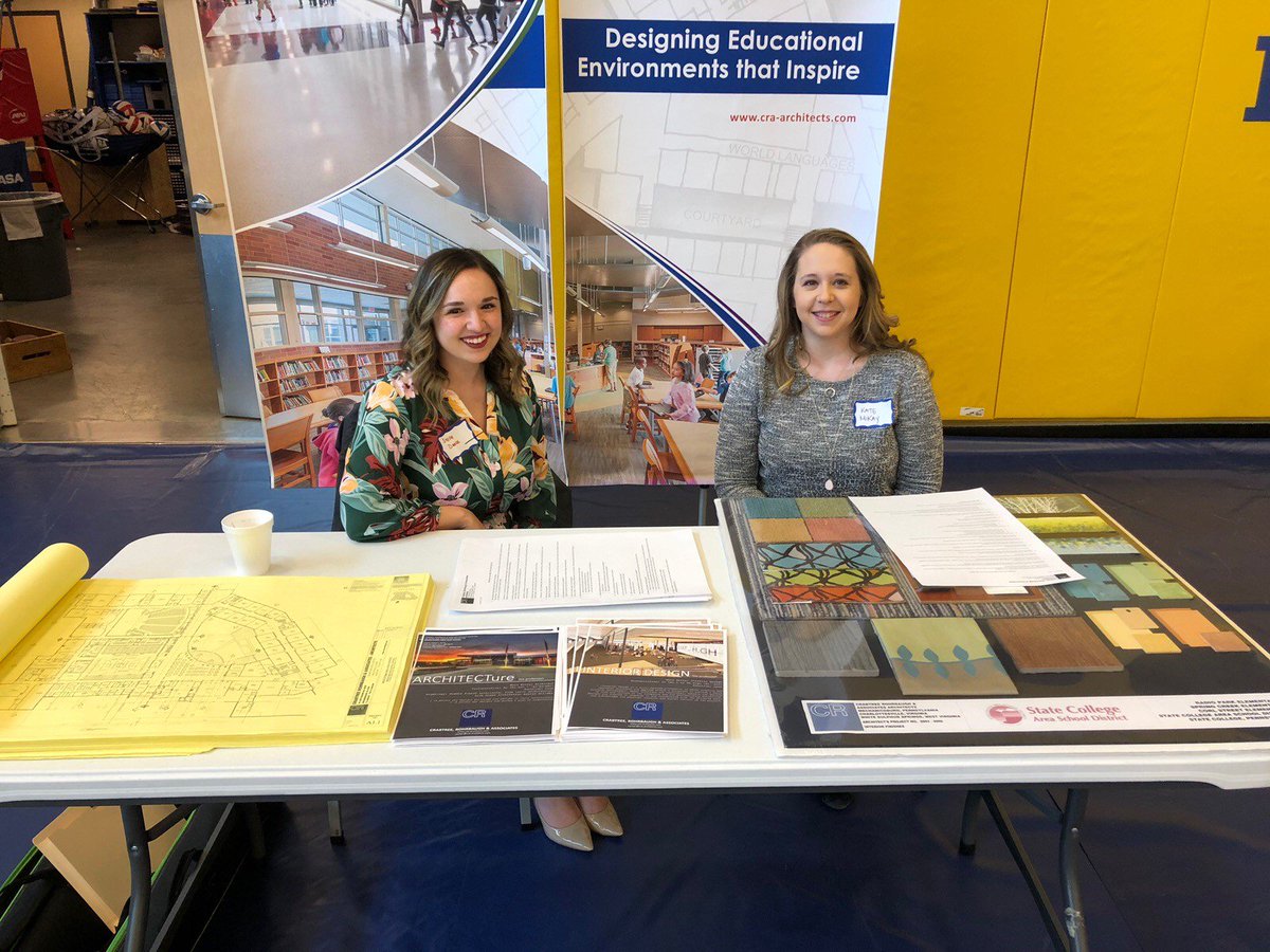 CRA_Architects's tweet photo. CRA's Stephanie Dando and Kate McKay attended the Middletown Area High School Career Expo to share their experiences with Architecture and Interior Design. https://t.co/1dW70kiVZ8