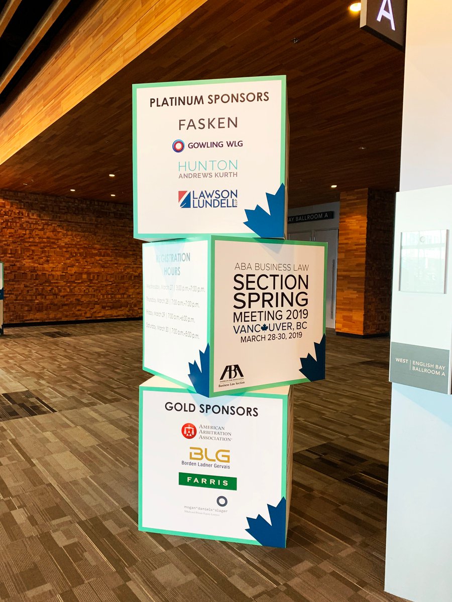 LawsonLundell's tweet photo. Welcome to the @ABABusLaw Section Spring Meeting 2019! Lawson Lundell is proud to sponsor at the platinum level and hope you enjoy the city of #Vancouver. #buslawspring https://t.co/MoYKdl0EzJ