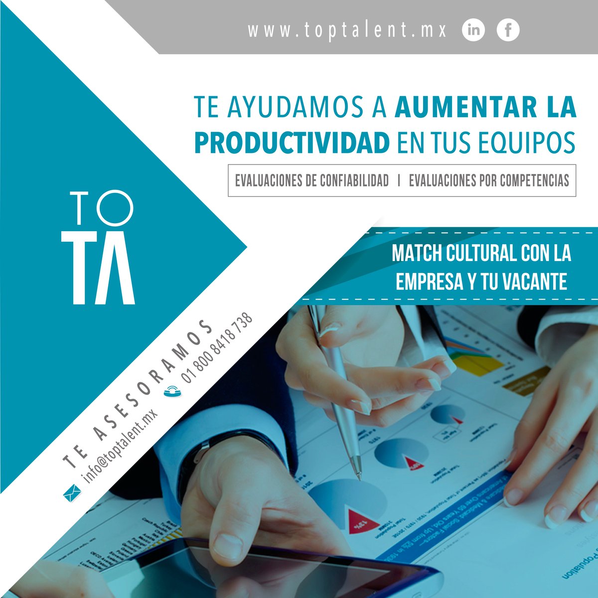 TopTalent_MX's tweet photo. Contar con talento confiable y que haga match cultural con las organizaciones, contribuye al aumento de productividad. ¿Te gustaría saber más? Escríbenos https://t.co/EsYYQKXkvk https://t.co/jR4WPFS9bn