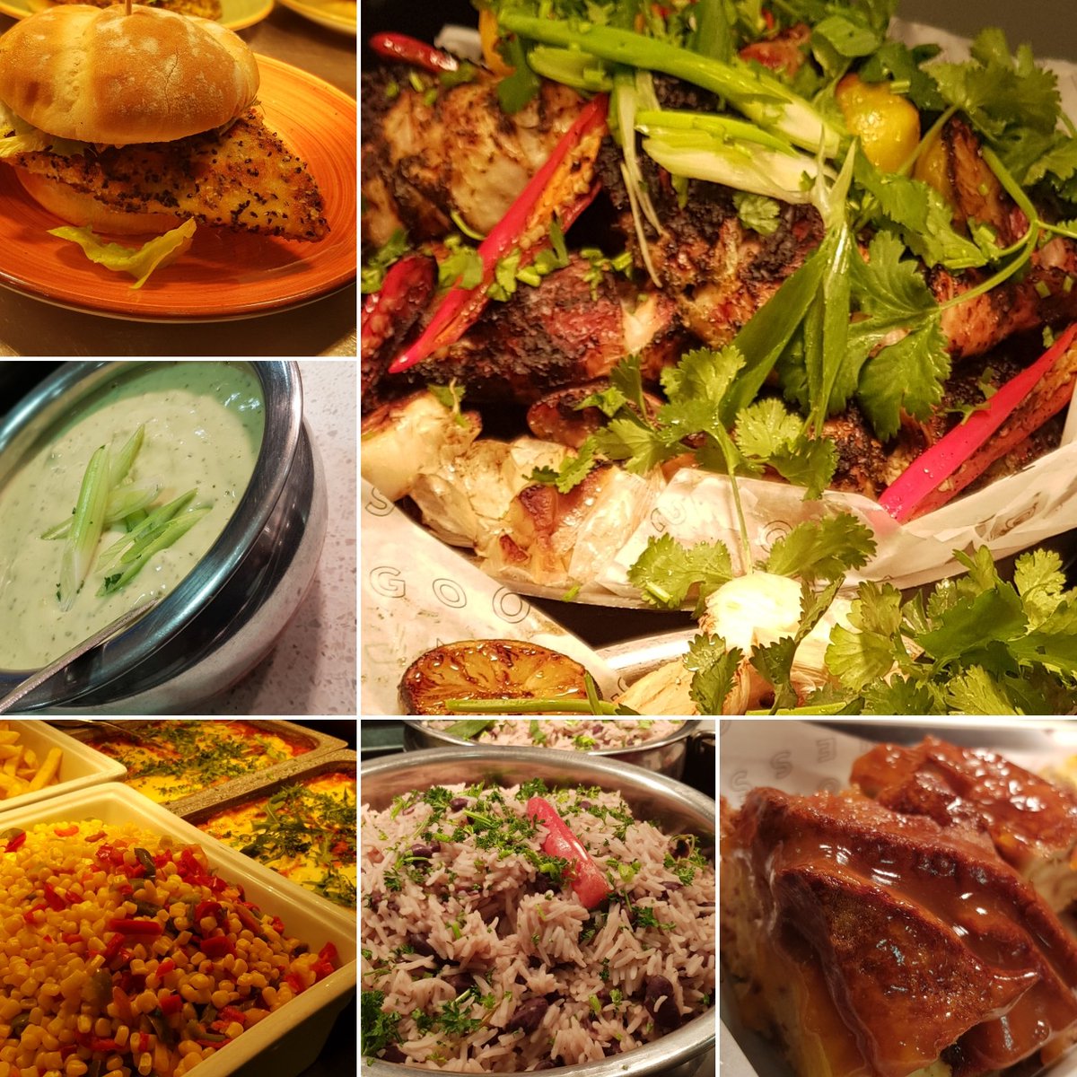 Jerk chicken, sesame crusted sea bream burger and bread &amp; butter pudding. What more could a boy want? <a href="/ChefPeterBBCW12/">Peter Krolikowski</a> <a href="/jessey1965/">robert jessey</a> <a href="/karolpawelkowa1/">Karol Kowalczyk</a> <a href="/RachelJay262/">Rachel Matthews</a> @ServestFoodCo @AngelHillFood <a href="/chrisincefood/">Chris Ince</a>