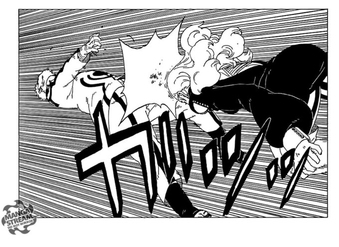 Boruto manga is just weird man, did a cyborg woman headbutted Naruto's balls while flying? idk 