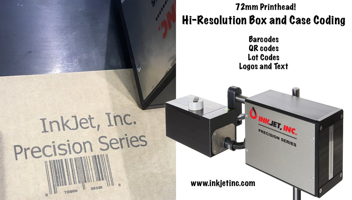 InkJetUSA's tweet photo. High-Resolution Case Coding at its best. The robust, reliable Precision Series will give a dense, legible ink on your substrate. And there is nothing like the 72mm for large character! https://t.co/cj72aF0MMA #hires #precisionseries #largecharacter #inkjet #inkjetprinting https://t.co/lT1qkJ98s9