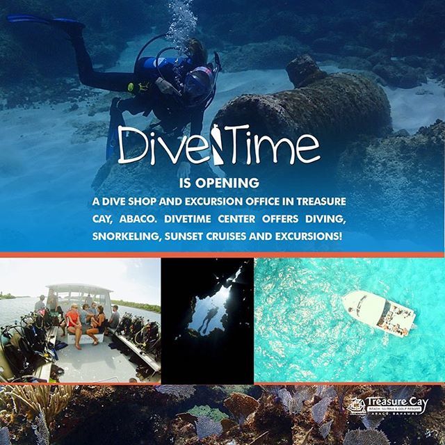 TreasureCayRsrt's tweet photo. We are happy to announce that Dive Time Abaco opened a dive shop and excursion office in Treasure Cay! ThDiving, snorkeling, excursions, sunset cruises and much more!#treasurecay #treasurecayresort #divetimeabaco #diving #snorkeling #sunsetcruise #excurs… https://t.co/vqkRxuTw6t https://t.co/bDnkwXGbBD