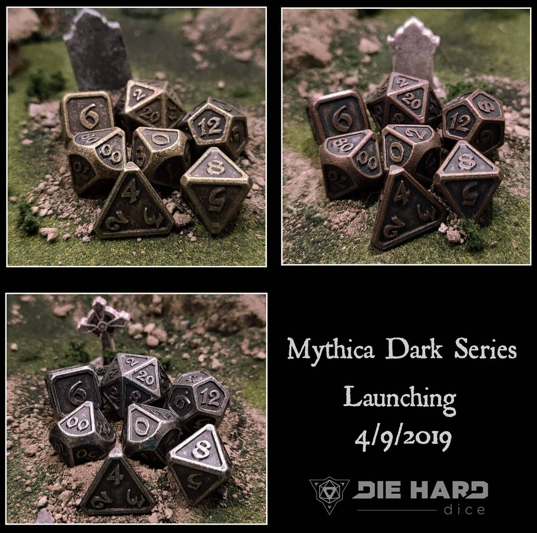 dieharddice's tweet photo. Raised from the shadows, three new sets now join their master, Dark Iron!
Meet Dark Silver, Copper and Gold. They will join the DHD family on April 9th.
#DHDcustom #dice #diceporn #dicedicebaby #dnd5e #pathfinder #ttrpg https://t.co/WKAa3k680i