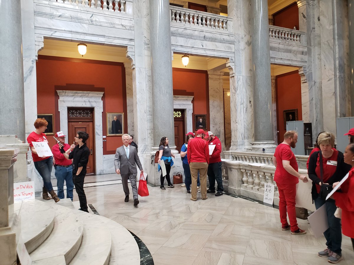 oliviakrauth's tweet photo. Hello from the final day of #kyga19! Small crowd of #Red4Rights delegates here, including some against state board of ed confirmations. https://t.co/ieURpGP1zl