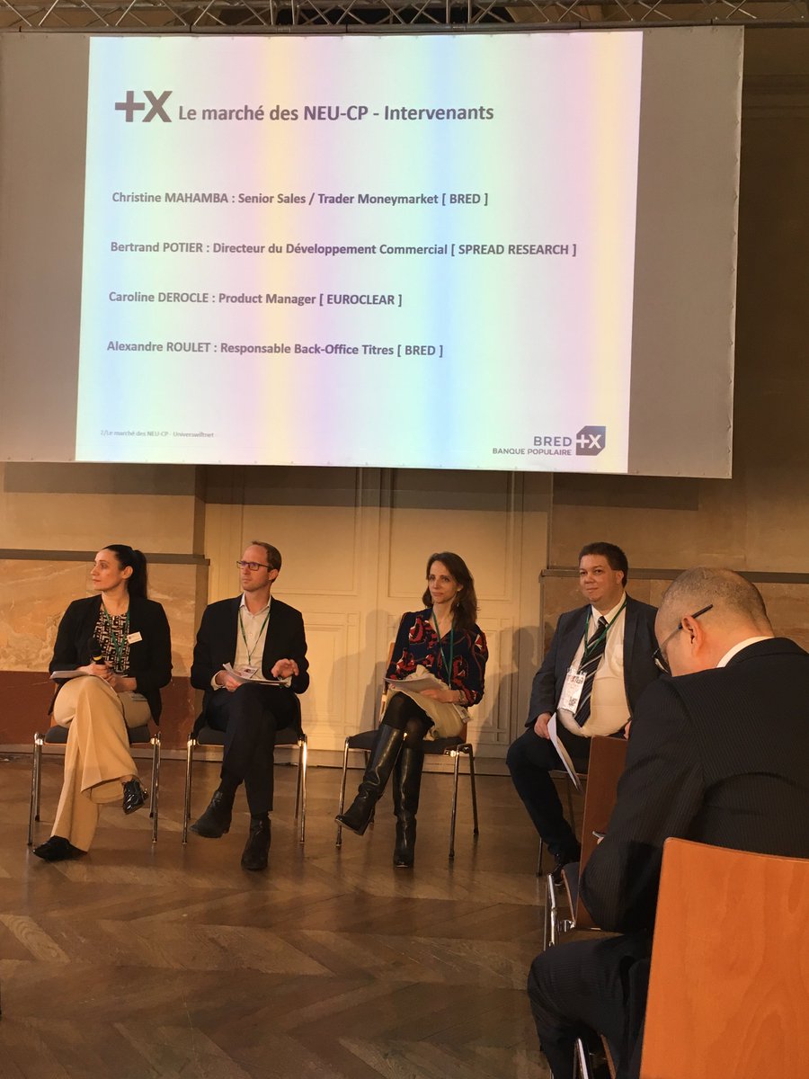 BRED_BP's tweet photo. [ Retour en images ] 
Un grand merci à tous les participants et aux intervenants qui ont animé la table ronde sur le marché des #NeuCP à la journée Universwiftnet. 💡👌

#Universwiftnet2019 #Euroclear #SpreadResearch #Palaisbrongniart https://t.co/Ufv1Da8W4z