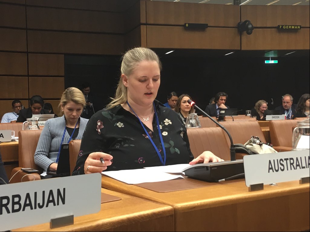 🇦🇺speaking to the Cybercrime IEG in Vienna today about the innovative work of the new Australian Centre to Counter Child Exploitation - which includes work to keep young people safe online. #AusCCCE @unodc_cyber #womenincyber