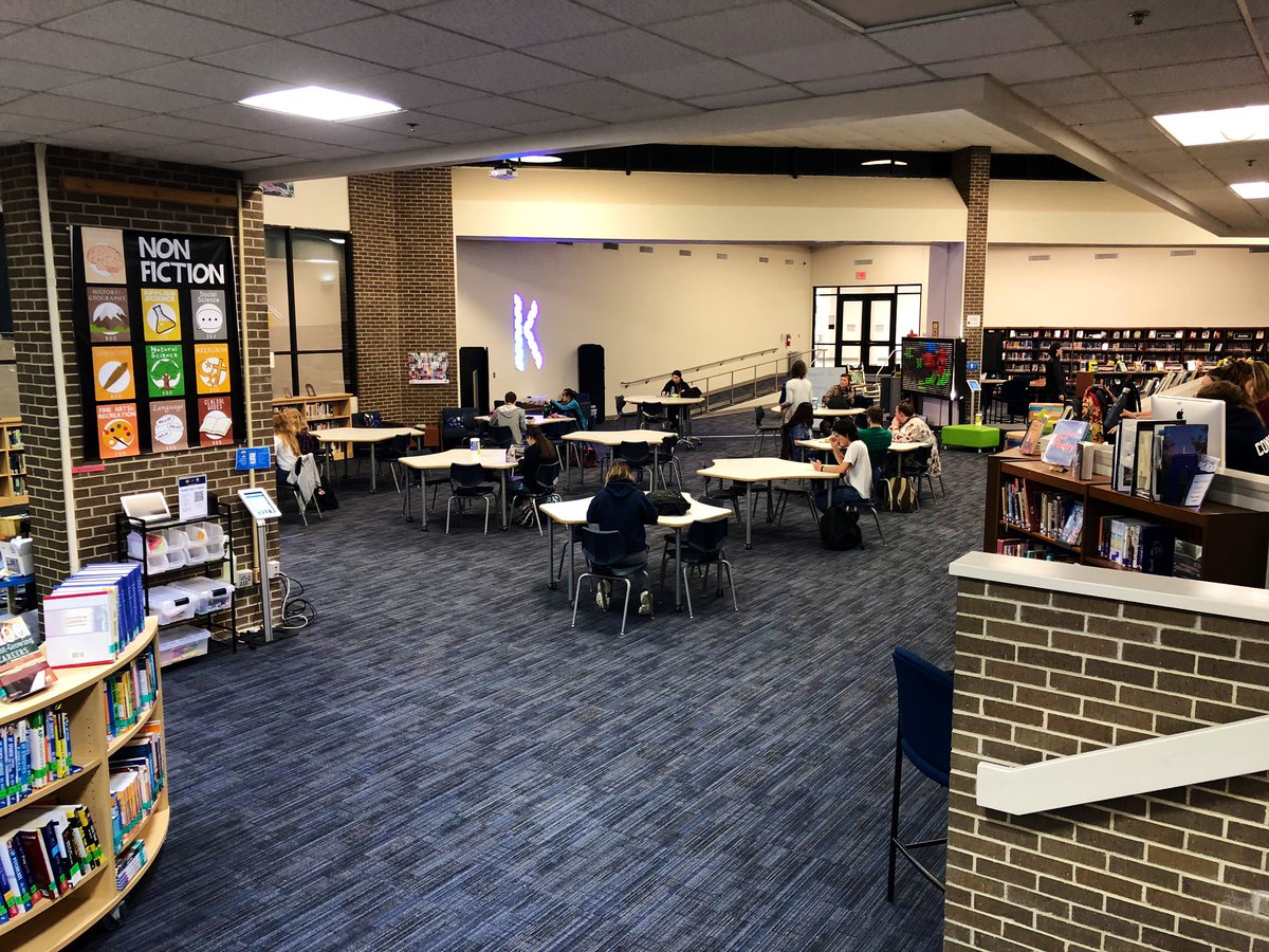 KellerISD's tweet photo. No trip to @KHSIndianNation is complete without a visit to the KHS Library! Keep up with our visit on https://t.co/qja8aD8qbi. #KHStrending #KellerALLIN #KellerPride https://t.co/At9AJPhECG