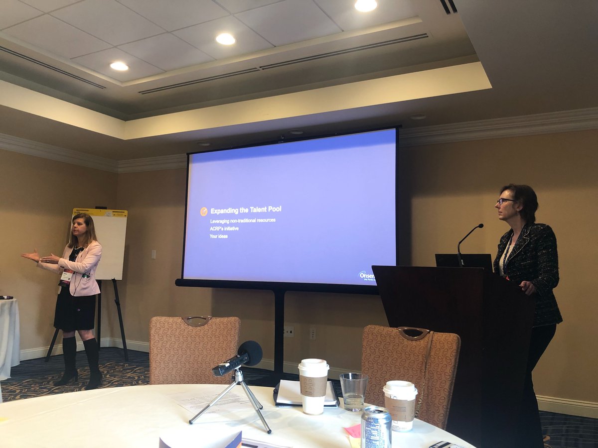 forte's tweet photo. Denise Snyder from @DukeMedSchool and Beth Harper from @ACRPDC share their insights on staff recruitment and retention. The takeaway? "If you don't provide growth, they WILL leave." #onsemble https://t.co/ZHFddd1ZmR