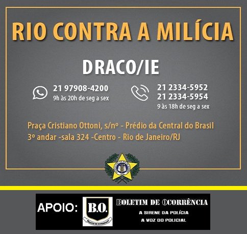 #Boletim de #Ocorrência: Ajude a Polícia a combater o CRIME ORGANIZADO no RJ. DENUNCIE QUADRILHAS à #PCERJ - <a href="/DracoIE/">DRACO OFICIAL</a>
