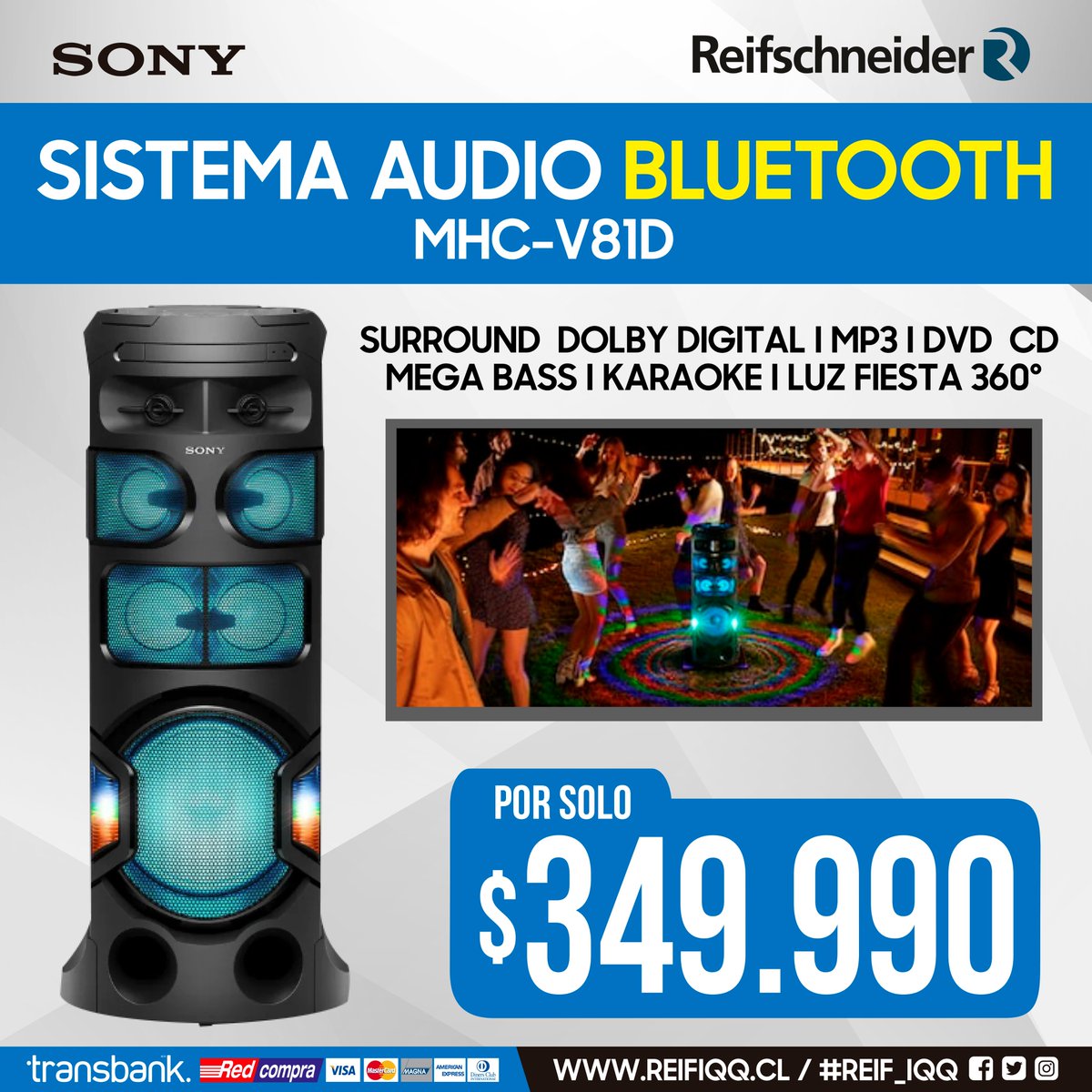 Reif_Iqq's tweet photo. MINI COMPONENTE #SONY MHC-V81D 😄🎵🎤
SURROUND DOLBY DIGITAL I MP3 I DVD I CD I MEGA BASS I LUZ FIESTA 360º I KARAOKE.
Solo en nuestros módulos: 1124, 2105 &amp; 6000
Llévalo desde $359.990
#Reif_iqq #Reifschneideriquique #iquiquegram #instaiquique #Mallzofri #Zofri #iquiqueglorioso https://t.co/bwloitlRUJ