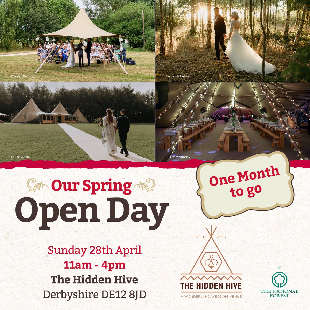 ONE MONTH TO GO!
Getting #married or know someone that is? Here's an event to get the Spring #WeddingPlanning Adventure's going!
A beautiful, secluded Outdoor #TipiWeddingVenue in the heart of the #Derbyshire #NationalForest 🌳
FREE tickets:bit.ly/PTSOD19
#PTSOD19 #tipis