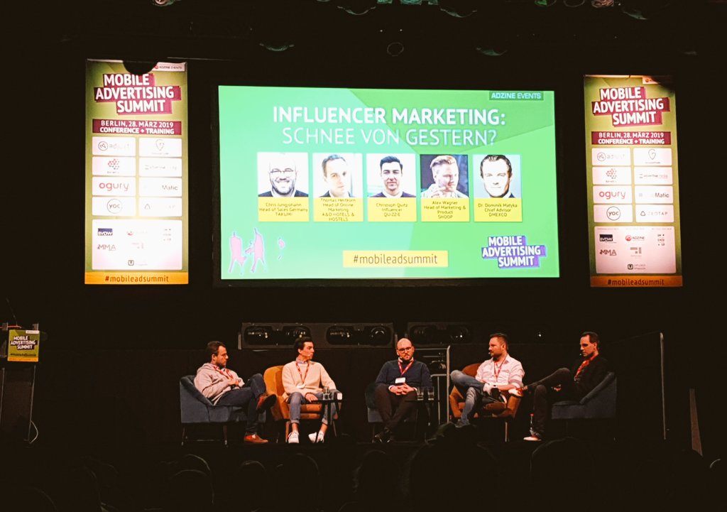 karsten_reichel's tweet photo. Panel zum #influencermarketing auf der #mobileadsummit von @adzine. Jetzt @dominikmatyka grillt die teilnehmer auf der suche nach hard facts #unterhaltung #kpi #metrics #performance https://t.co/uzRdGCi42Q