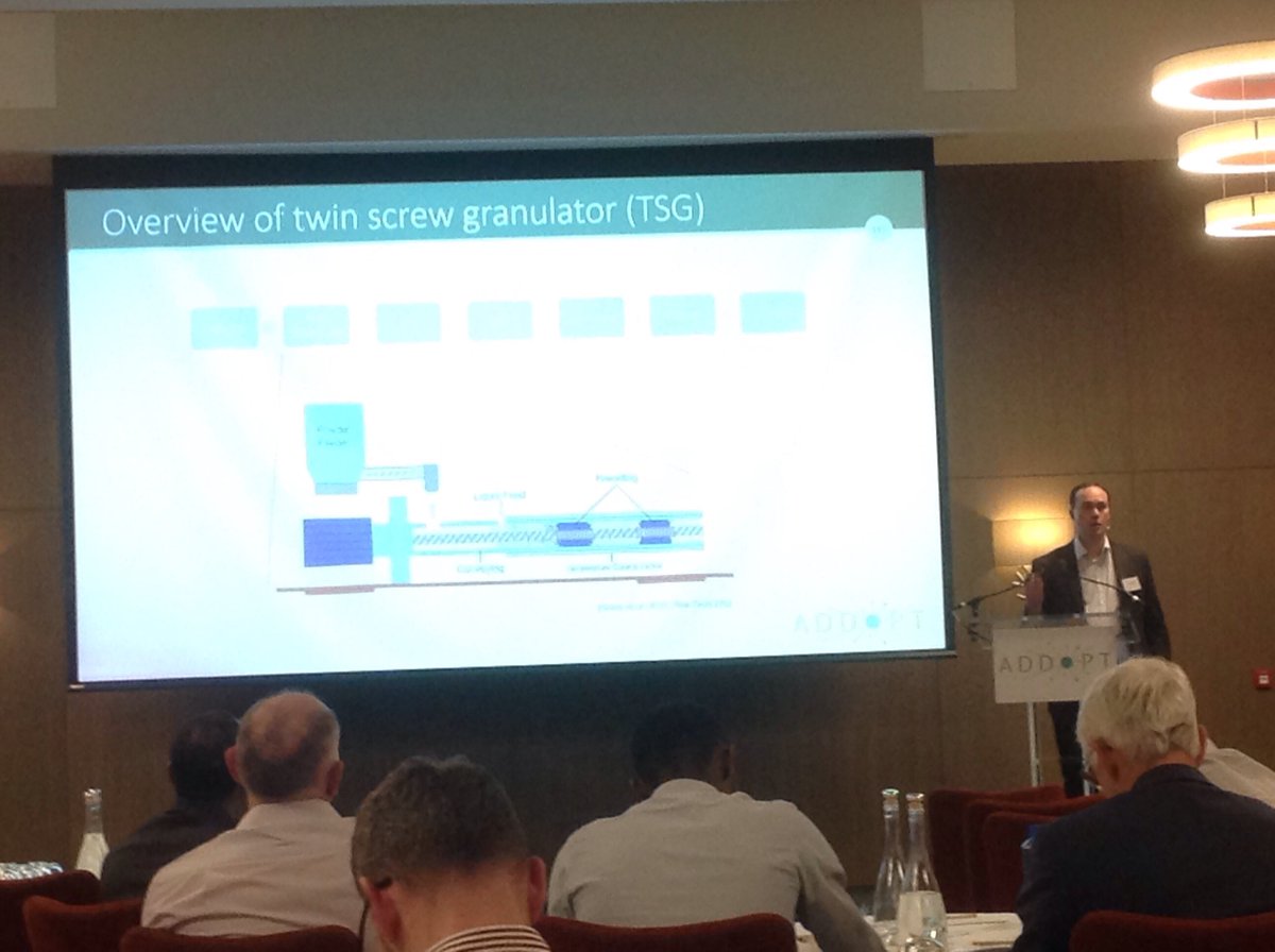 ADDoPT_Project's tweet photo. Gavin Reynolds AZ - modelling multiple simultaneous rate processes in Twin Screw granulation - dramatically reducing the experimental effort to optimise a process platform - model predictive control development @PerceptiveAPC @psenterprise https://t.co/gN5bDdGAHY