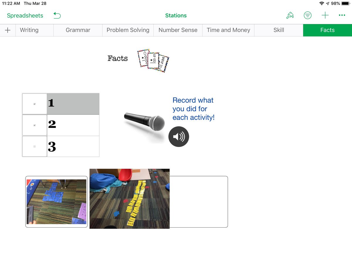 MrsHaferkampCCE's tweet photo. Showing accountability for our hard work in stations! We use @numbers to track what we are doing and explain our thinking for reading and math stations. @CastlemanCreek #ccebingo https://t.co/jq3xPSRMJR