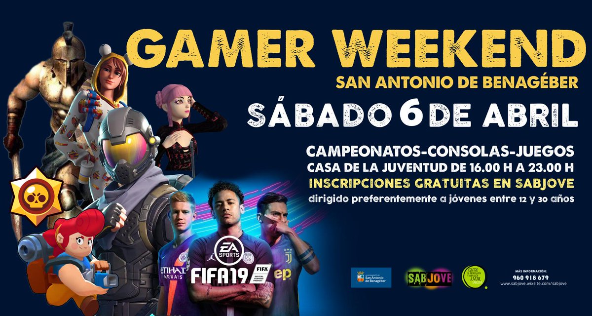 sabjove's tweet photo. I SEMANA DE LA JUVENTUD🎉Sábado 6️⃣ de abril tendremos el II GAMER WEEKEND 🎊en el que habrá campeonatos, consolas y los mejores juegos en impresionantes pantallas 🎮¡¡Ven a divertirte con tus amigos y amigas a SabJove !!🕹 #estavezlopetamos
INSCRIPCIONES EL MISMO DÍA EN @sabjove https://t.co/6kCAFjgbH1
