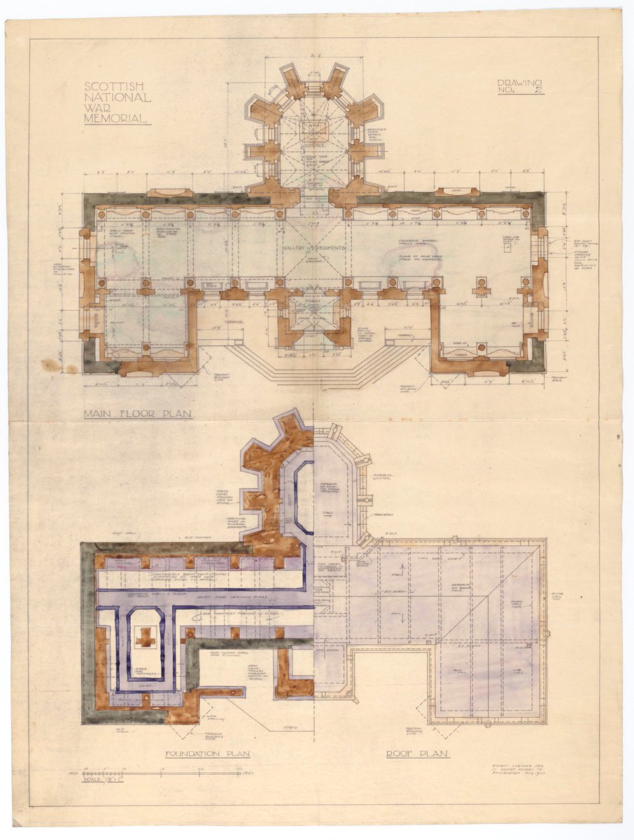 Plan of the Scottish National War Memorial which is on display in our 'A Better World?' exhibition which runs until 27 April reveal.nls.uk/a-better-world/ #Archive30 #Memory <a href="/ARAScot/">ARA Scotland</a> <a href="/edinburghcastle/">Edinburgh Castle</a>