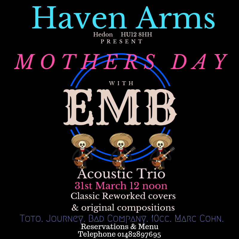 SteveMcManus5's tweet photo. EansMacBarton are spending Mothers Day At Haven Arms. #treatyourmum #acousticmusic #greatfood https://t.co/J7HjynULhb