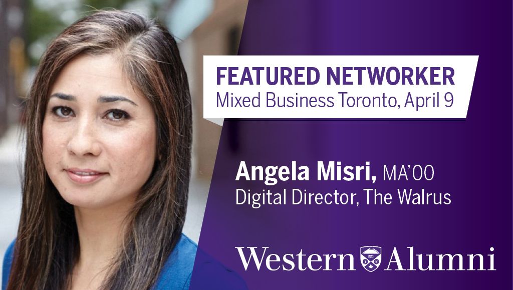 westernuAlumni's tweet photo. Mixed Business is heading to #Toronto on April 9! #WesternU alumni, don't miss this award winning event. Today's feature profile is on alumnae networkers @karmicangel MA'00, Digital Director @WalrusMagazine and @ficuddy BA'99, President, @qfscanada. https://t.co/gNV56wA32B https://t.co/Zwc5vUthTI