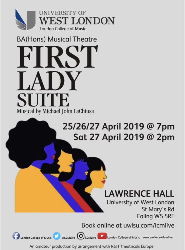 LCMMT2019's tweet photo. We’re coming to the end of our 2nd week of rehearsals, it’s going to be a great show! Save the date, tickets will be going on sale soon
#LCMfirstladies #firstladysuite #lcmmt2019 @Adammorley7 @uwl_su https://t.co/jkKZLw1SBW