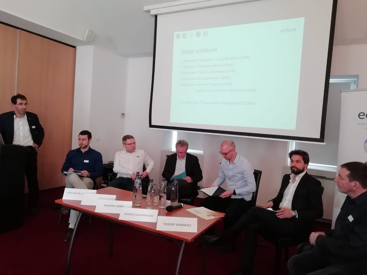 F_AlBitar's tweet photo. @EdoraFed consensus politique du @MR_officiel @Ecolo @defi_eu @ptbbelgique @lecdh pour une montée en puissance des #énergies renouvelables comme priorité pour le futur gouvernement lors de la presentation mémorandum d'Edora https://t.co/BsRhZ5mwnh