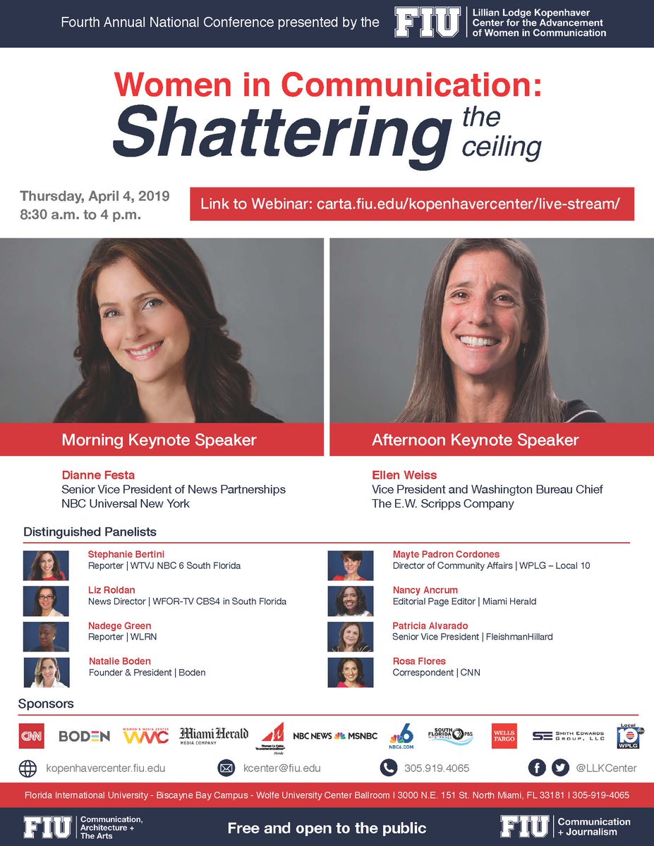 LLKCenter's tweet photo. Dont Miss it - 2019 Kopenhaver Center Conference  - FREE AND OPEN TO THE PUBLIC - Registration Link - https://t.co/bvMErM5wqj  @FIU_SCJ @FIUPERIODISMO @SFMN_FIU https://t.co/f4vIoshGgn