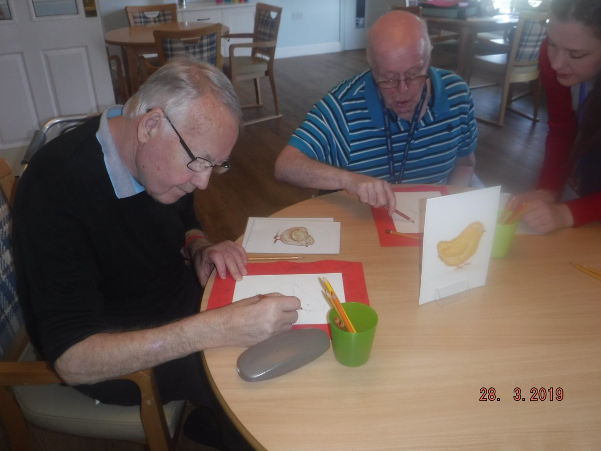 CrossgateHome's tweet photo. We had our monthly Visit from the little art school were we were drawing chicks this month https://t.co/TAYvkJz7PN