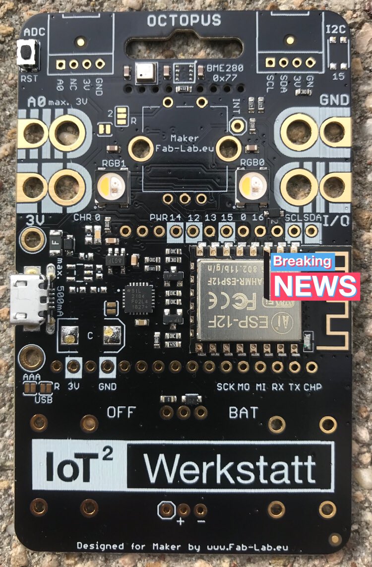guido_burger's tweet photo. Getting ready to ship #IoT Octopus 🐙 again - assembly running! got a new logo, BME680 is on board as default! @BoschMEMS @tindie @MakeMagazinDE @MakeYourSchool @hackaday @hack_future (grove and header not shown here but will be included) #esp8266 @InformatikUCB @EXP_TECH_ROBOT https://t.co/lJ1ambejQG
