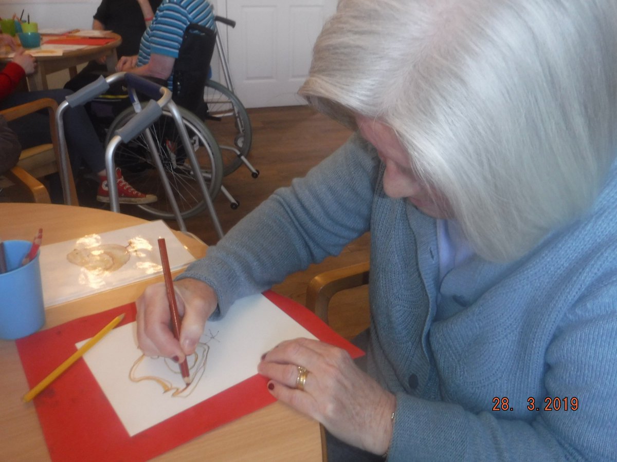CrossgateHome's tweet photo. We had our monthly Visit from the little art school were we were drawing chicks this month https://t.co/TAYvkJz7PN