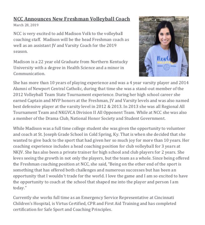 ncchsvolleyball's tweet photo. Congratulations @madisonvolk! So excited to have you join the team! 💙🏐💛🐴 #WeBelieve #ladybredsteamstrong https://t.co/QTlWzMeVrB