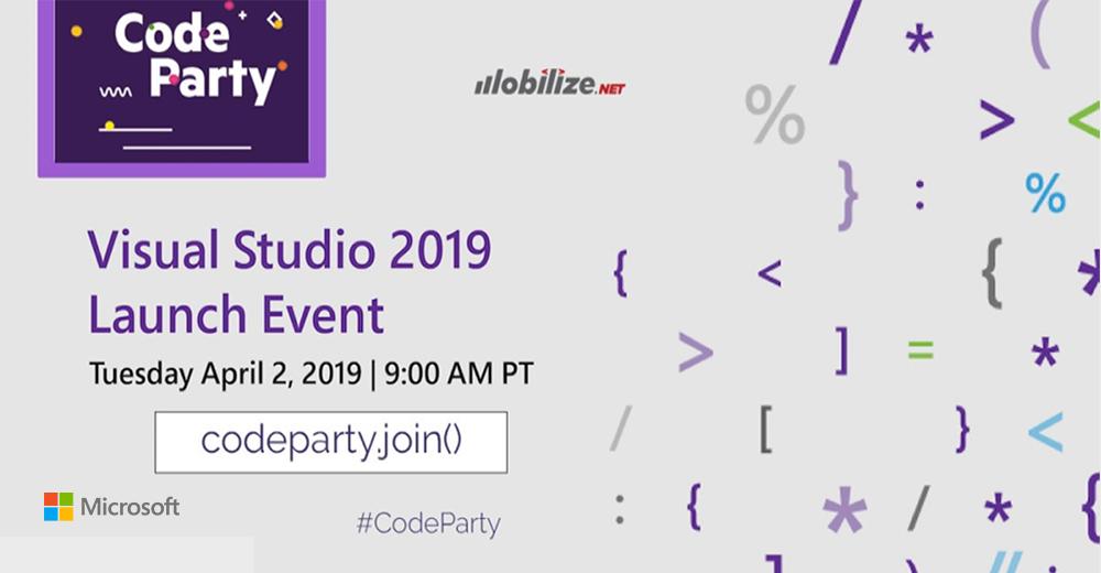 VisualStudio's tweet image. Join us on April 2 at 4 PM PT for the virtual attendee party after #VS2019 launch and win prizes like a Surface Go, an Xbox, and gift cards from @MobilizeNet, @Telerik, @Docker, & more!
#CodeParty