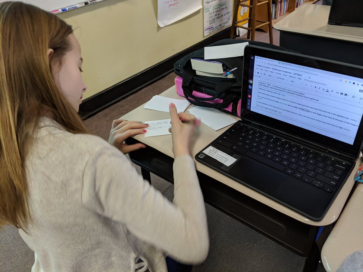 Innovate_OCS's tweet photo. Mrs. Tucker's sixth graders at Triadelphia combined Schoology, Google Docs, and Flipgrid to craft and produce their argumentative speeches about the existence of the Mothman.  @OhioCounty1 https://t.co/LmowM5HkbQ