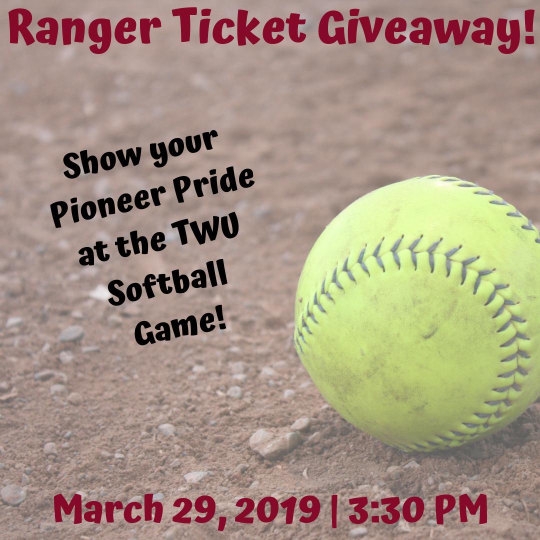 Come out to the TWU Softball game tomorrow for a chance to win a Ranger's ticket!