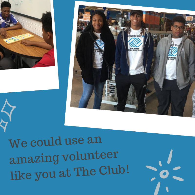 At Don Moyer Boys &amp; Girls Club, we accept individual, small and larger groups of volunteers.

To learn more visit us at dmbgc.org