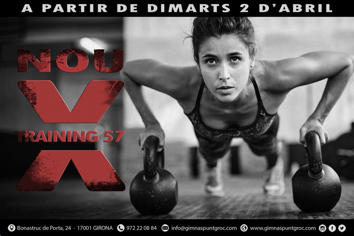 puntgroc's tweet photo. A partir de dimarts 2 d'abril nou X-TRAINING!

#xtraining57 #estrena #novetats #hiit #fitnesspuntgroc #areadefitness #fitnessgirona #gimnaspuntgroc #ushiesperematots #ensveiemallà https://t.co/nfdCvhEPPE