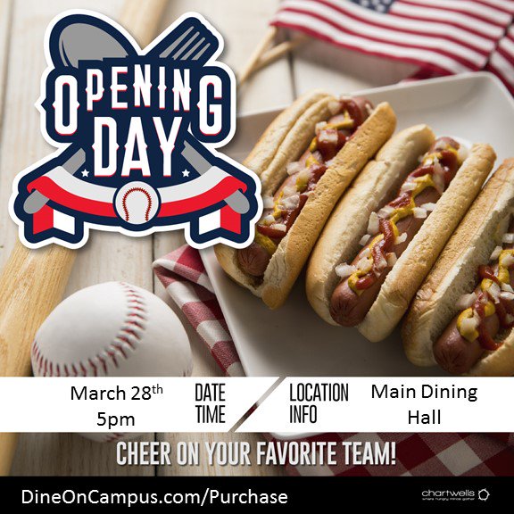 PC_EATS's tweet image. Celebrat ethe start of Baseball Season with us at D-Hall today 5/28 from 5-7! Stadium inspired menu!